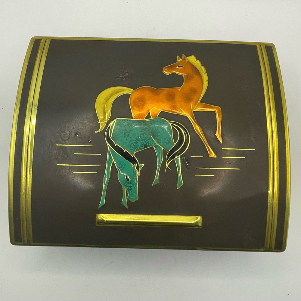 Vintage Mid Century Tin Can with Horse Motif by Nörenberg-Kaffee Hamburg